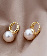 Load image into Gallery viewer, Unique White Copper Overgild Pearl Stud Earrings