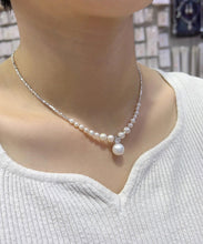 Load image into Gallery viewer, Unique White Pearl Zircon Broken Silver Pendant Necklace