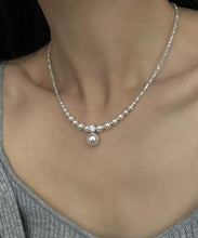 Load image into Gallery viewer, Unique White Pearl Zircon Broken Silver Pendant Necklace