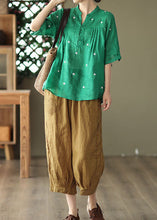 Load image into Gallery viewer, Unique Yellow Hollow Out Embroidered Linen Crop Pants Summer