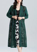 Load image into Gallery viewer, Unique Turquoise V Neck Embroidered Patchwork Thin Ice Size Long Knit Cardigan Summer