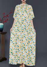 Load image into Gallery viewer, Vintage Apricot Tasseled Print Cotton Dress Summer