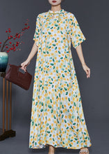 Load image into Gallery viewer, Vintage Apricot Tasseled Print Cotton Dress Summer