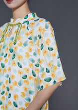 Load image into Gallery viewer, Vintage Apricot Tasseled Print Cotton Dress Summer