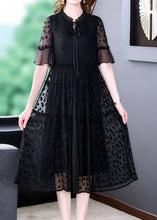 Load image into Gallery viewer, Vintage Black Embroidered Hollow Out Lace Long Dress Summer