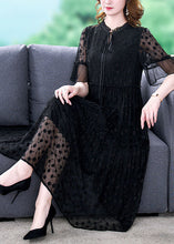 Load image into Gallery viewer, Vintage Black Embroidered Hollow Out Lace Long Dress Summer