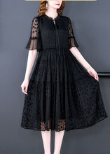 Load image into Gallery viewer, Vintage Black Embroidered Hollow Out Lace Long Dress Summer