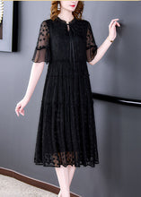 Load image into Gallery viewer, Vintage Black Embroidered Hollow Out Lace Long Dress Summer