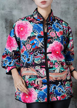 Load image into Gallery viewer, Vintage Black Embroidered Silk Chinese Style Coats Spring