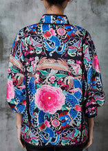 Load image into Gallery viewer, Vintage Black Embroidered Silk Chinese Style Coats Spring