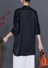 Load image into Gallery viewer, Vintage Black Embroidered Chinese Button Silk Blouses Fall