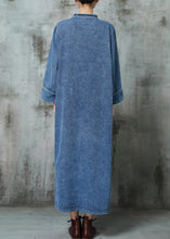 Load image into Gallery viewer, Vintage Blue Mandarin Collar Chinese Button Denim Dresses Spring