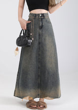 Load image into Gallery viewer, Vintage Blue Pockets High Waist Denim Skirt Summer