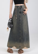 Load image into Gallery viewer, Vintage Blue Pockets High Waist Denim Skirt Summer