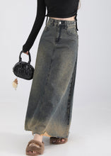 Load image into Gallery viewer, Vintage Blue Pockets High Waist Denim Skirt Summer