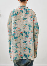 Load image into Gallery viewer, Vintage Blue Print Chinese Button Linen Shirt Top Summer