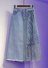 Load image into Gallery viewer, Vintage Blue Wrinkled Tulle Patchwork Denim Skirts Spring