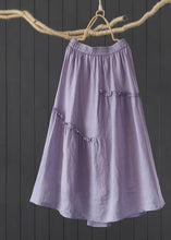 Load image into Gallery viewer, Vintage Coffee Wrinkled Elastic Waist Patchwork Linen Skirt Summer