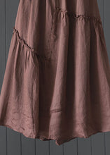 Load image into Gallery viewer, Vintage Coffee Wrinkled Elastic Waist Patchwork Linen Skirt Summer