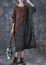 Load image into Gallery viewer, Vintage Colorblock Asymmetrical Patchwork Linen Loose Dress Spring