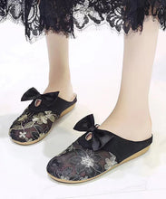 Load image into Gallery viewer, Vintage Embroidery Splicing Slide Sandals Black Breathable Mesh