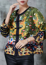 Load image into Gallery viewer, Vintage Green Embroidered Patchwork Silk Coat Spring