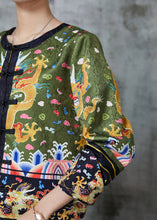 Load image into Gallery viewer, Vintage Green Embroidered Patchwork Silk Coat Spring