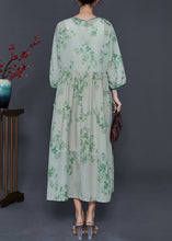 Load image into Gallery viewer, Vintage Green Print Linen Oriental Dresses Bracelet Sleeve