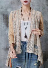 Load image into Gallery viewer, Vintage Khaki Asymmetrical Patchwork Knit Cardigans Spring