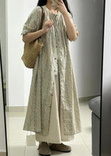 Load image into Gallery viewer, Vintage Light Green Print Button Long Shirts Dress And Skirts Two Piece Set Short Sleeve