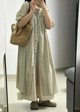 Load image into Gallery viewer, Vintage Light Green Print Button Long Shirts Dress And Skirts Two Piece Set Short Sleeve