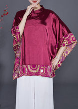 Load image into Gallery viewer, Vintage Mulberry Oversized Patchwork Silk Blouse Tops Summer