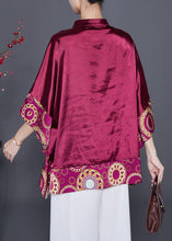 Load image into Gallery viewer, Vintage Mulberry Oversized Patchwork Silk Blouse Tops Summer