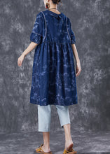 Load image into Gallery viewer, Vintage Navy Tie Dye Exra Large Hem Denim Holiday Dress Summer