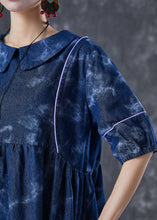 Load image into Gallery viewer, Vintage Navy Tie Dye Exra Large Hem Denim Holiday Dress Summer