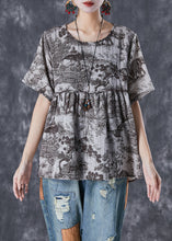 Load image into Gallery viewer, Vintage Oversized Inkwash Painting Print Linen Shirt Tops Summer