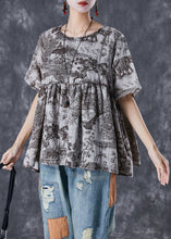 Load image into Gallery viewer, Vintage Oversized Inkwash Painting Print Linen Shirt Tops Summer