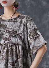 Load image into Gallery viewer, Vintage Oversized Inkwash Painting Print Linen Shirt Tops Summer