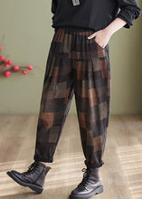 Load image into Gallery viewer, Vintage Plaid Patchwork High Waist Denim Harem Pants Summer