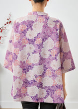 Load image into Gallery viewer, Vintage Purple Print Chinese Button Cotton Top Summer