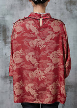 Load image into Gallery viewer, Vintage Red Print Chiffon Shirt Top Spring