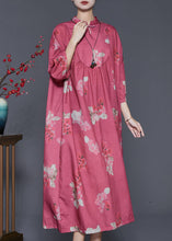 Load image into Gallery viewer, Vintage Red Print Chinese Button Cotton Dresses Spring