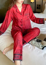 Load image into Gallery viewer, Vogue Red Print Silk Shirts And Wide Leg Pants Two Pieces Set Long Sleeve