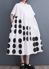 Load image into Gallery viewer, Vogue White Peter Pan Collar Dot Print Maxi Dress Summer