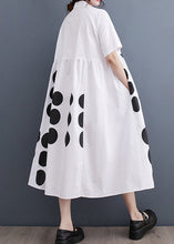 Load image into Gallery viewer, Vogue White Peter Pan Collar Dot Print Maxi Dress Summer