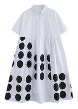 Load image into Gallery viewer, Vogue White Peter Pan Collar Dot Print Maxi Dress Summer