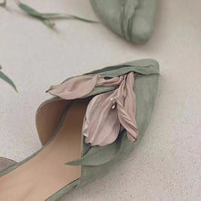 Load image into Gallery viewer, Handmade Pink Satins Flower Pointed Toe Flat Shoes