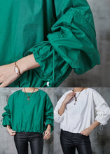 Load image into Gallery viewer, White Cotton Sweatshirts Top Oversized Drawstring Spring