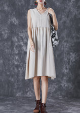 Load image into Gallery viewer, White Linen A Line Dress Exra Large Hem Button Summer