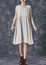 Load image into Gallery viewer, White Linen A Line Dress Exra Large Hem Button Summer